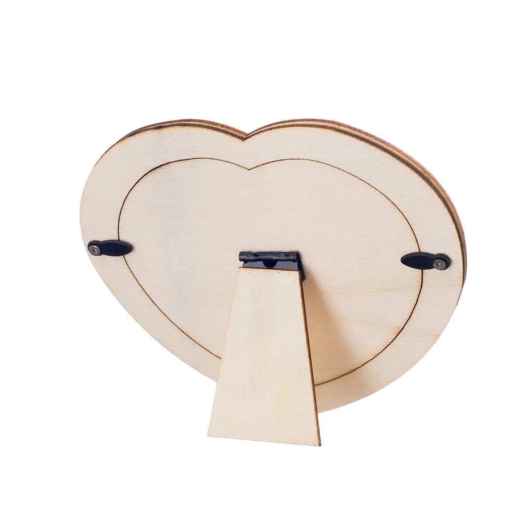 Wooden Heart Photo Frame Holder Decoration For Children Paint DIY Embellish