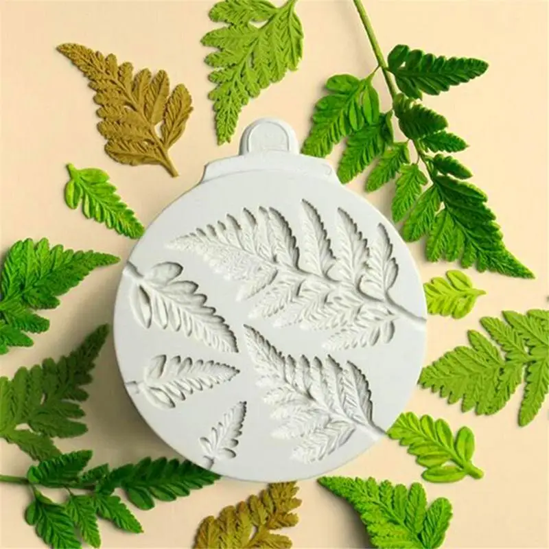 cake mold silikone Round Fern Leaf Shape Liquid Silicone Mold Fondant Cake DIY Polymer Clay Epoxy Molding Tool Baking Mold #AO