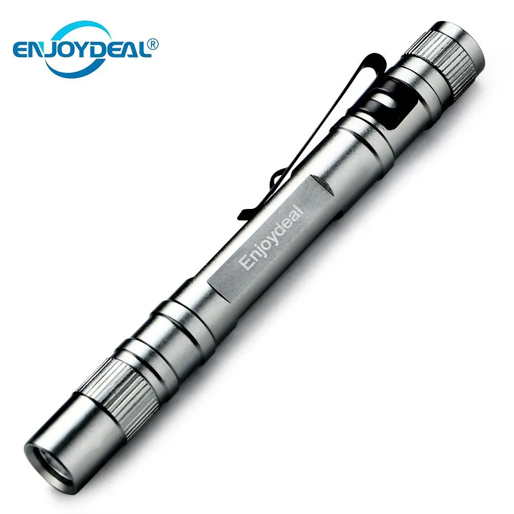 1/3 /5PCS LED Flashlight Torch 1600 Lumens Lamp Pocket Light Mini Penlight AAA LED Flashlight Torch with Clip Silver for Hunting
