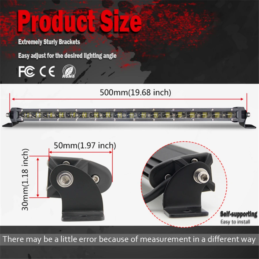 6D Spot LED Light Bar -  Work Lamp for Cars, SUVs & Trucks