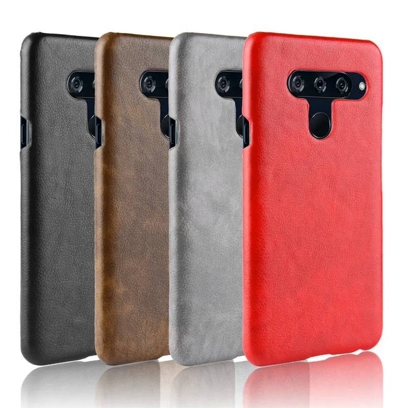 For LG V 40 ThinQ Case Litchi Pattern Hard PC+PU Leather Back Cover Case for LG V40 ThinQ Thin Q Hard Cover Protector