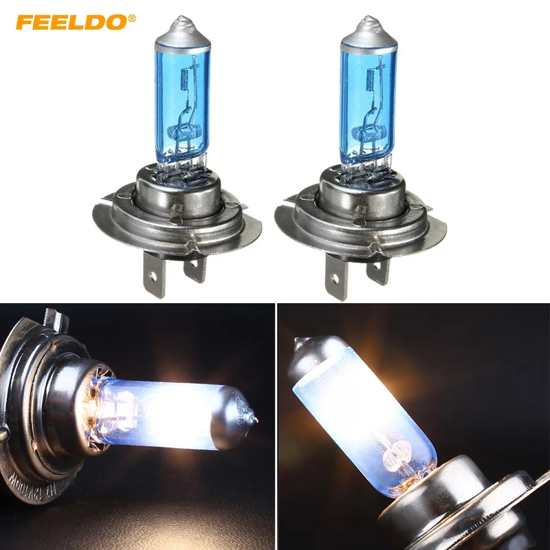 

FEELDO 10pcs H7 55W 12V Super White Fog Lights Halogen Bulb Car Headlights Lamp Car Light Source Parking