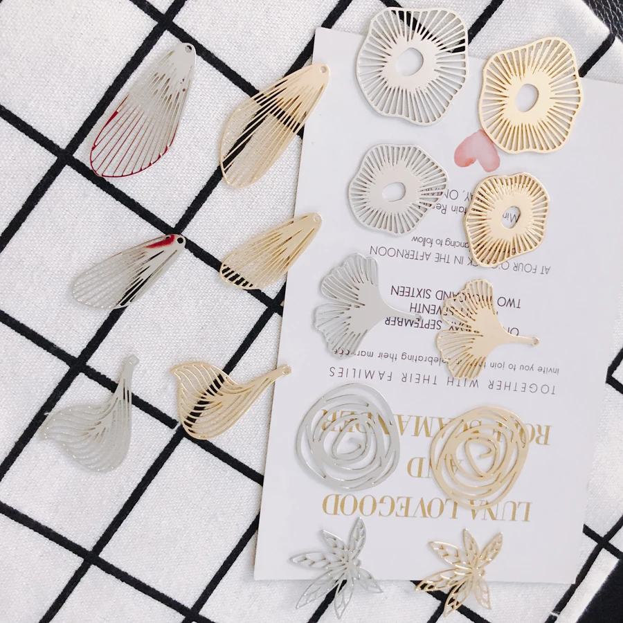

KC Gold Plated Earring Accessories Metal Charms Pendant Eardrop Components Necklace Diy Making Material Jewelry Finding 2pcs