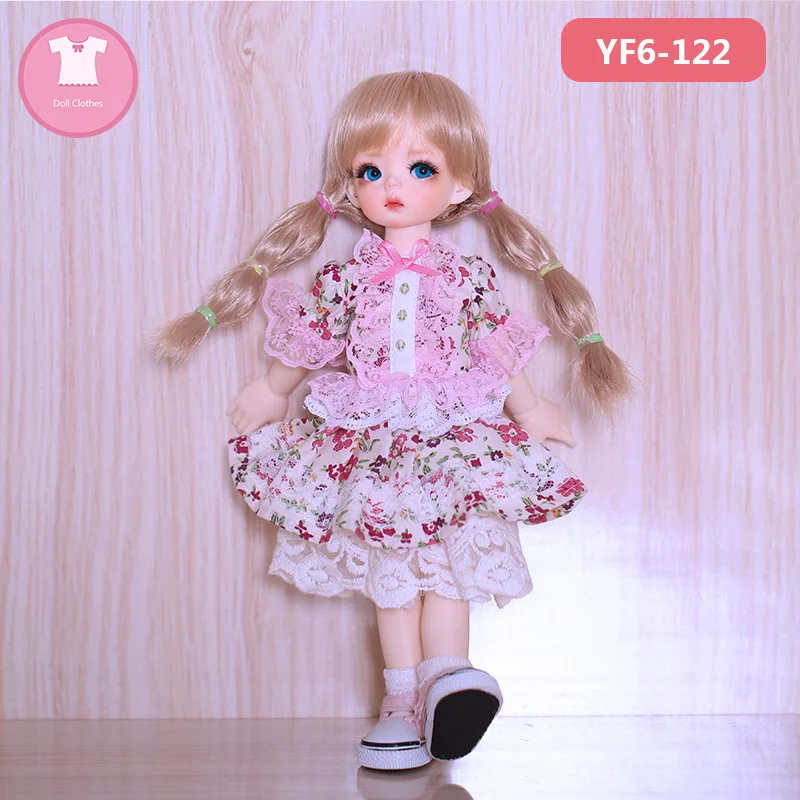 BJD SD Doll Clothes 1/6 Fashion Floral Dress Lace Bow Style For Miadoll Soo YF6 to 122 Doll Accessories