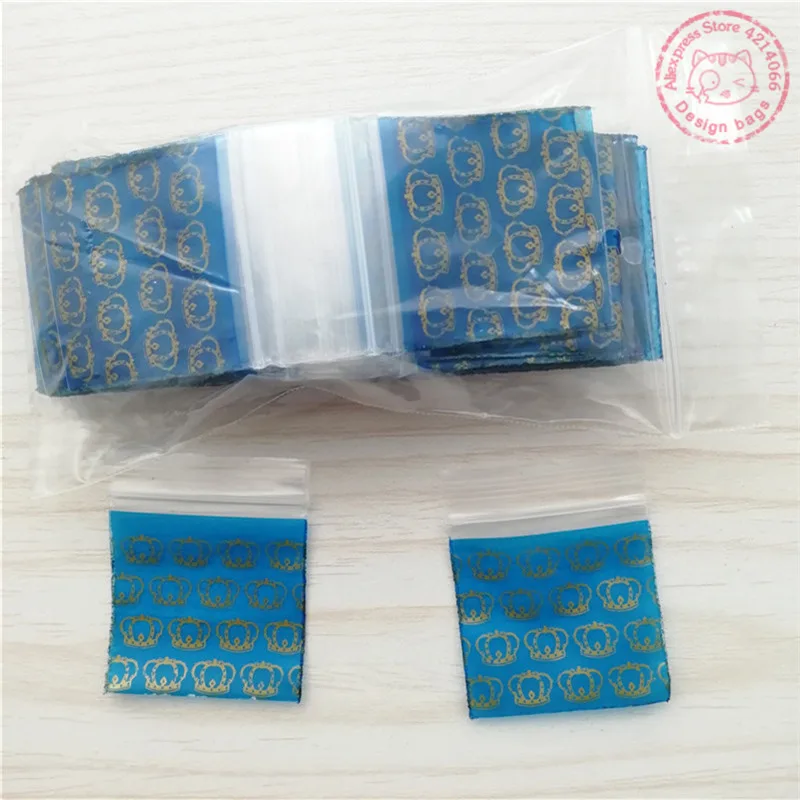 1515 Design Mini Ziplock Bags 100 Royal Gold Crown 1.5" X 1.5" Plastic Print Bags T05 - view 5
