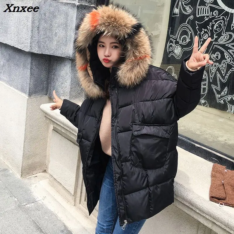 2018 New yellow Winter Jacket Women Parka Fake Fur Collar Down Wadded Female outerwear Cotton-Padded Jackets Women Winter Coat