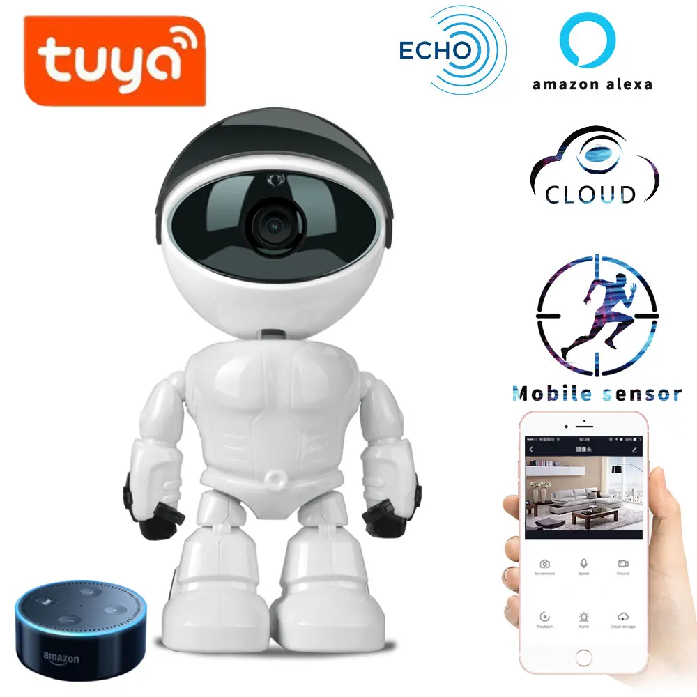 Tuy Baby Monitor Wifi 2 Way Audio Robot Camera 1080P HD Network IP Night Vision Motion Detection Camera Pet Baby Monitor Video