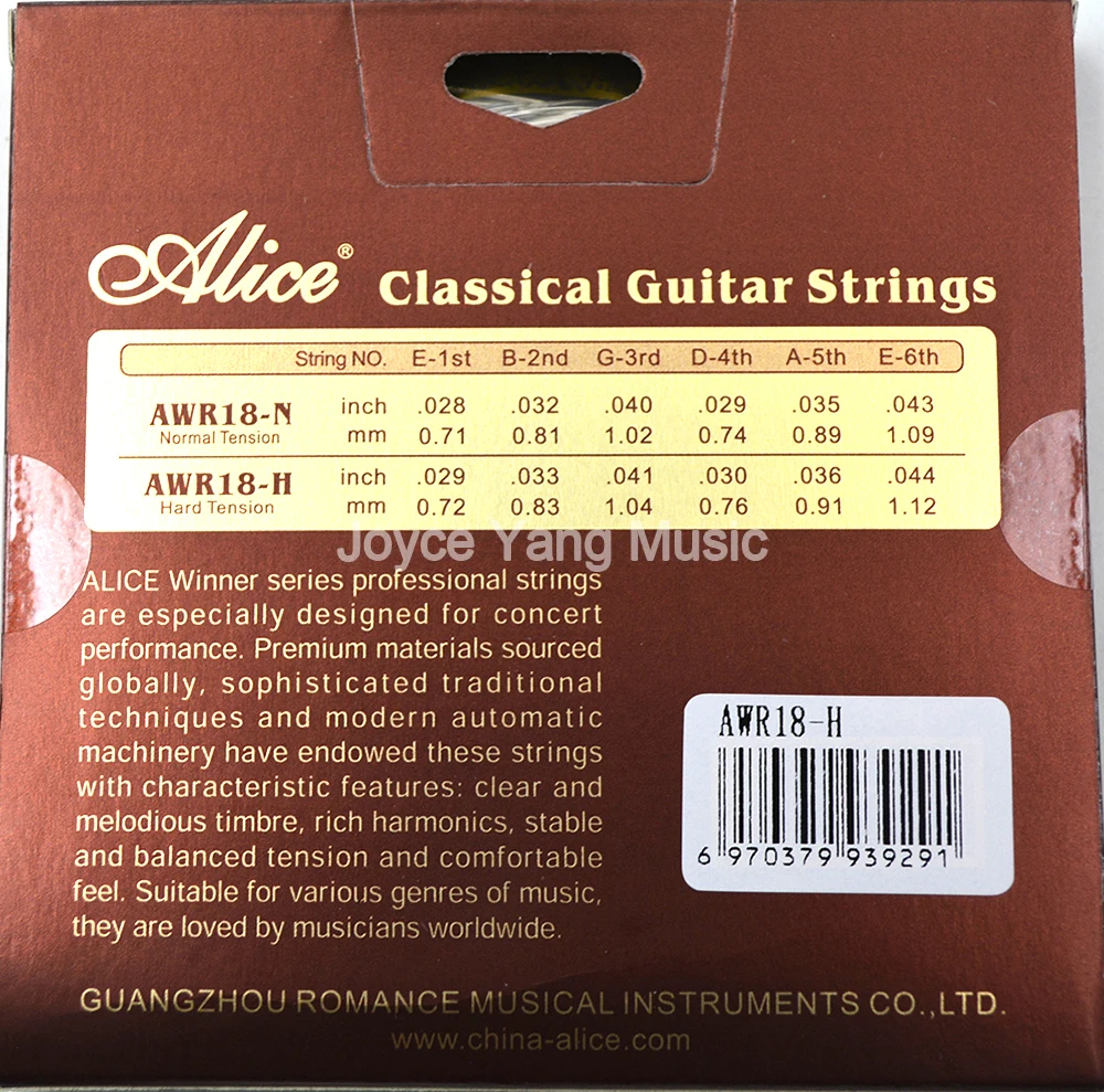 Alice AWR18 Classical Guitar Strings Crystal Nylon Silver-Plated Copper Winding Ultrathin Oxidation Resistant 1st-6th Strings