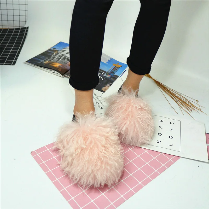 Soft Lamb Wool Fur Covered Toe Flats Heels Ladies Round Toe Winter Leisure Fur Loafers Slip On Spring Casual Shoes