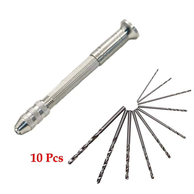 Bor tangan aluminium mikro Mini, baru dengan Chuck tanpa kunci + 0.3-3MM mata bor putar alat putar bor kayu