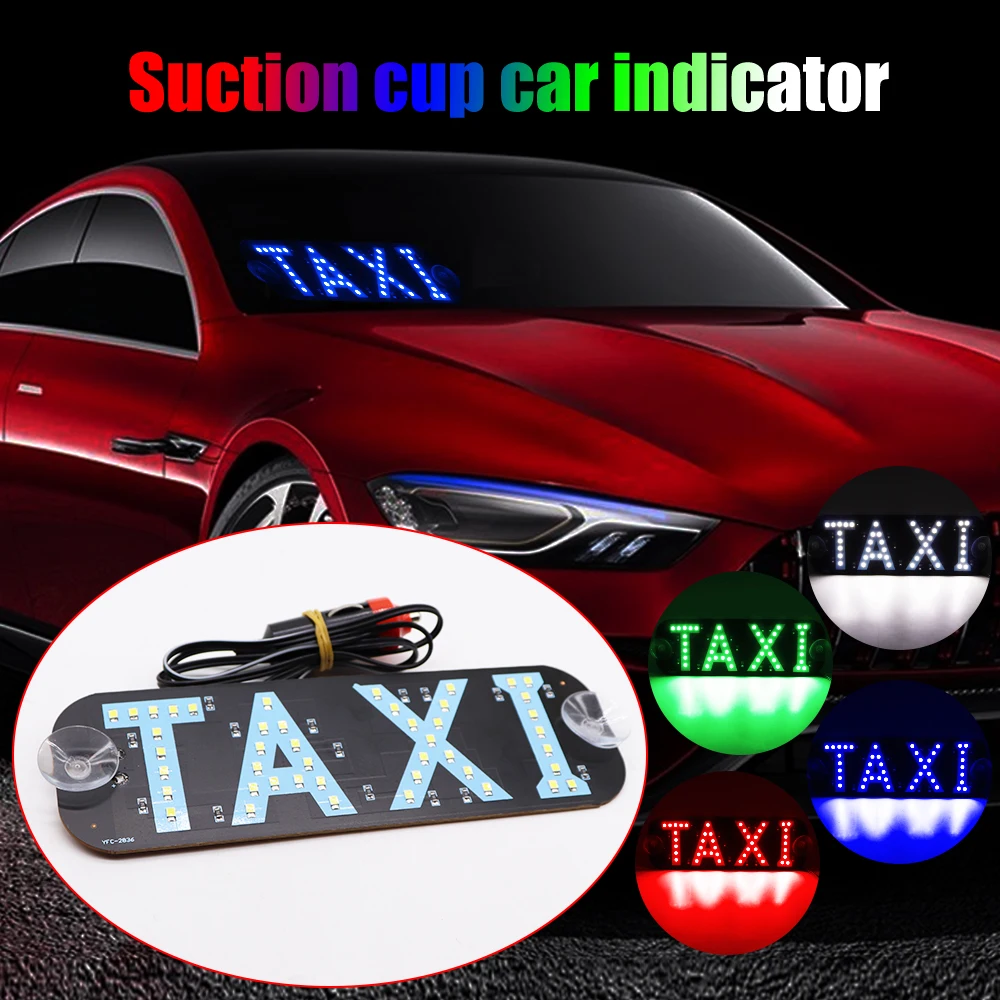 Taxi LED TAXI Sign Light 4 colors Car Windscreen Cab Indicator Inside Light Signal Rideshare Windshield Lamp Cigarette Lighter