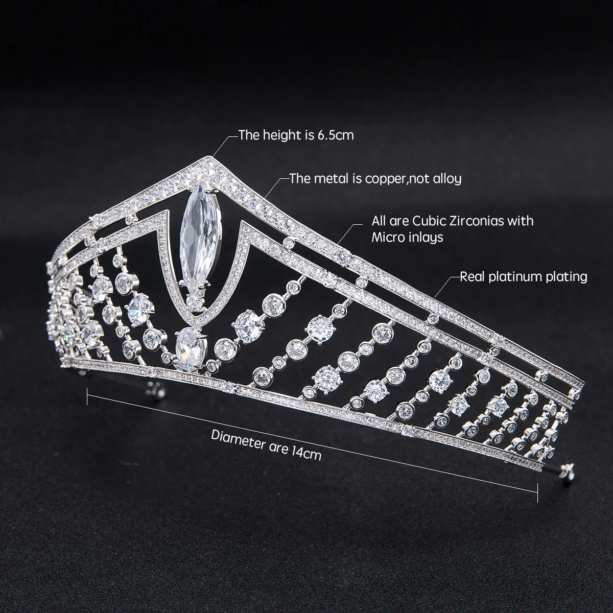 Gorgeous Crystals Big CZ Cubic Zirconia Wedding Bridal Royal Tiara Diadem Crown Women Prom Hair Jewelry Accessories CH10221