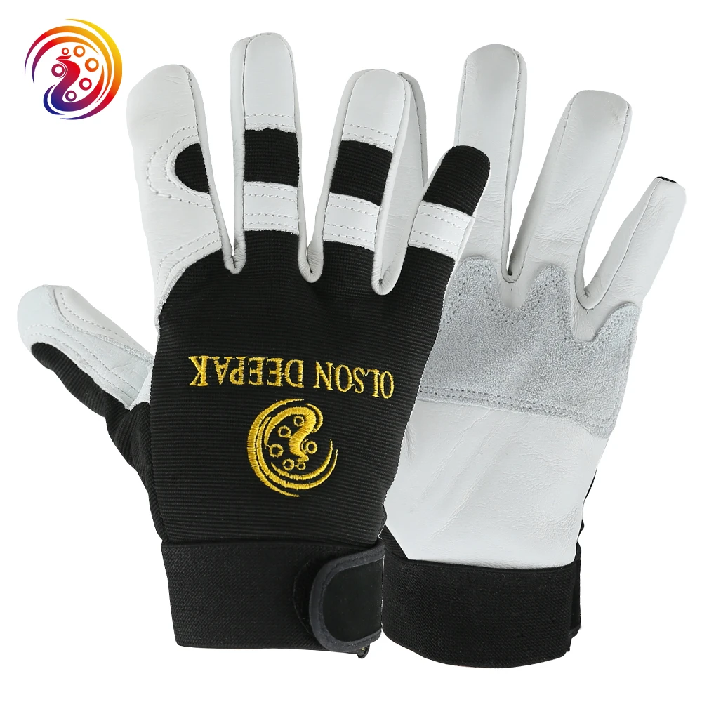 Mechanic Work Gloves Cowhide Leather Drivers Motorcycle Gardening Construction Chainsaw protective Glove For Men&Women HY041