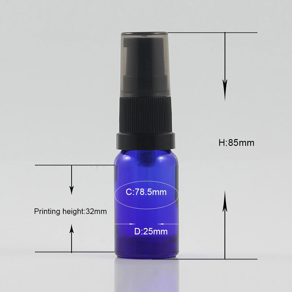 

Blue Glass Bottle with Press Pump Bottle Plastic Lid for Lotion Pot 10ml Cosmetic Emulsion Bottle