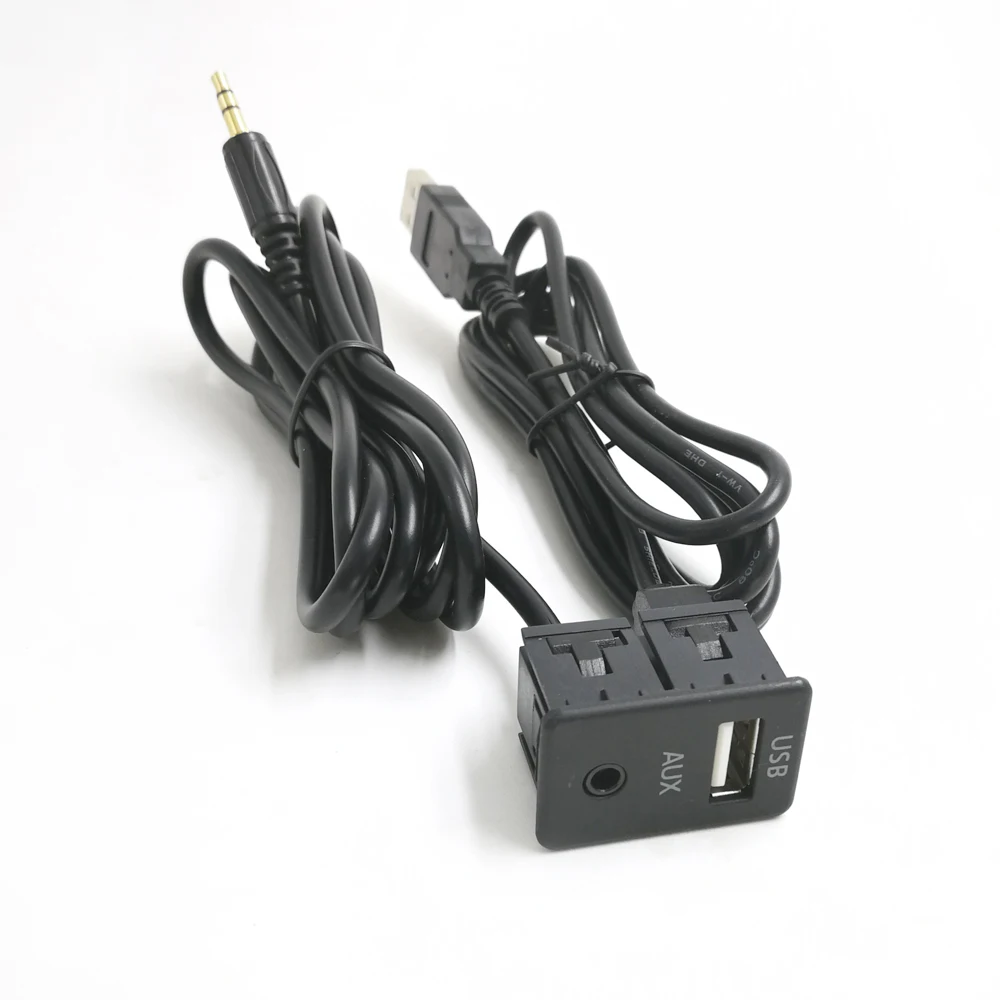 Biurlink 100CM do deski rozdzielczej samochodu wpuszczany Panel USB łódź Auto Adapter przedłużacz USB 3.5mm AUX do Volkswagen Toyota