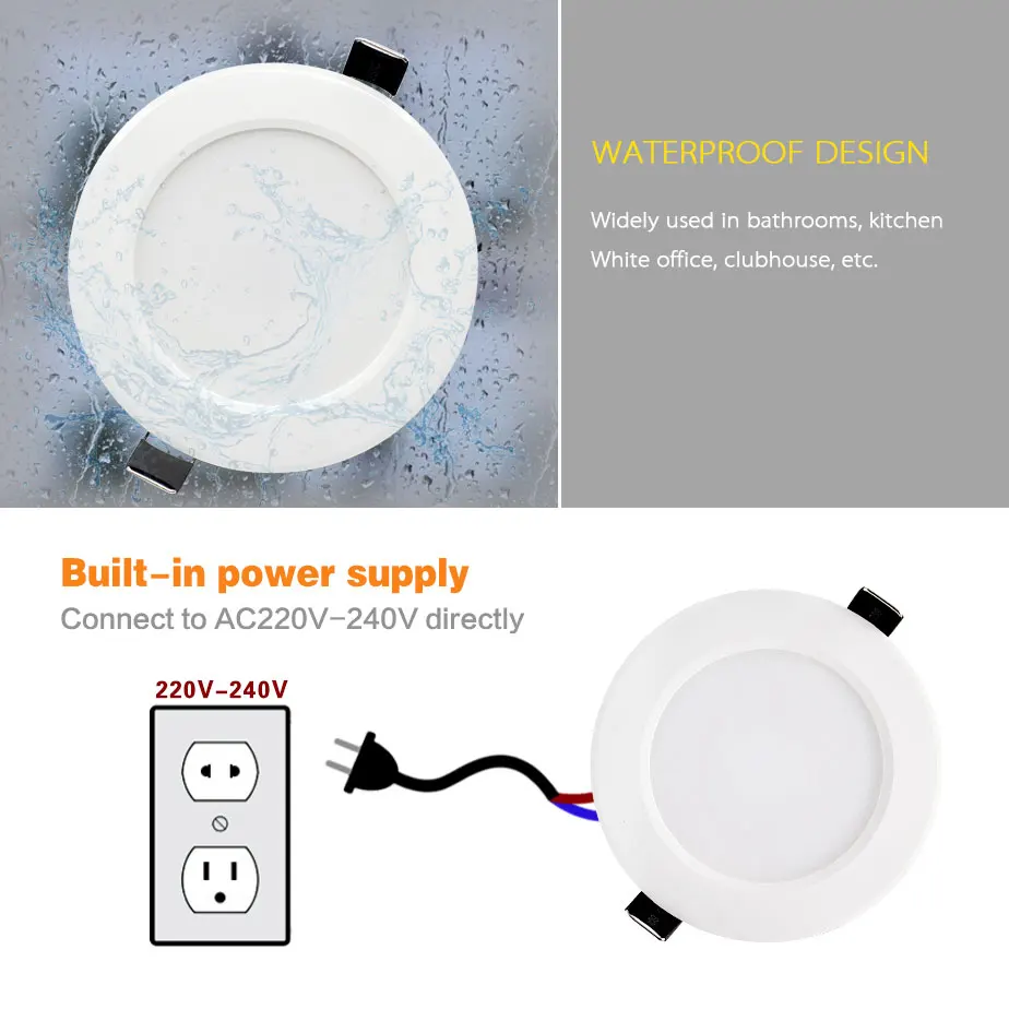 4 sztuk wodoodporna LED typu Downlight ściemniania 9W 12W 15W 18W 7W wpuszczone światło punktowe lampy sufitowe oświetlenie domu AC220V 230V do