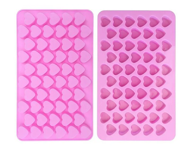 Hot 200pcs 55 Holes Bake Cake Mold 1.5 Mini Heart Silicone Chocolate Fondant Jelly Cookie Muffin Ice Mould Flexible Cupcake