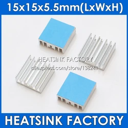 HEATSINK FACTORY 15pcs Square Size 15mm Aluminum Heat Sink 15x15x5.5mm Chipset Cooler With Thermal Heat Dissipation Trans