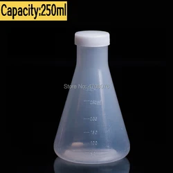 250ml 2pcs/pack PP graduated conical flask Erlenmeyer flask with scale Triangle volumetric flask with cover for chemical test