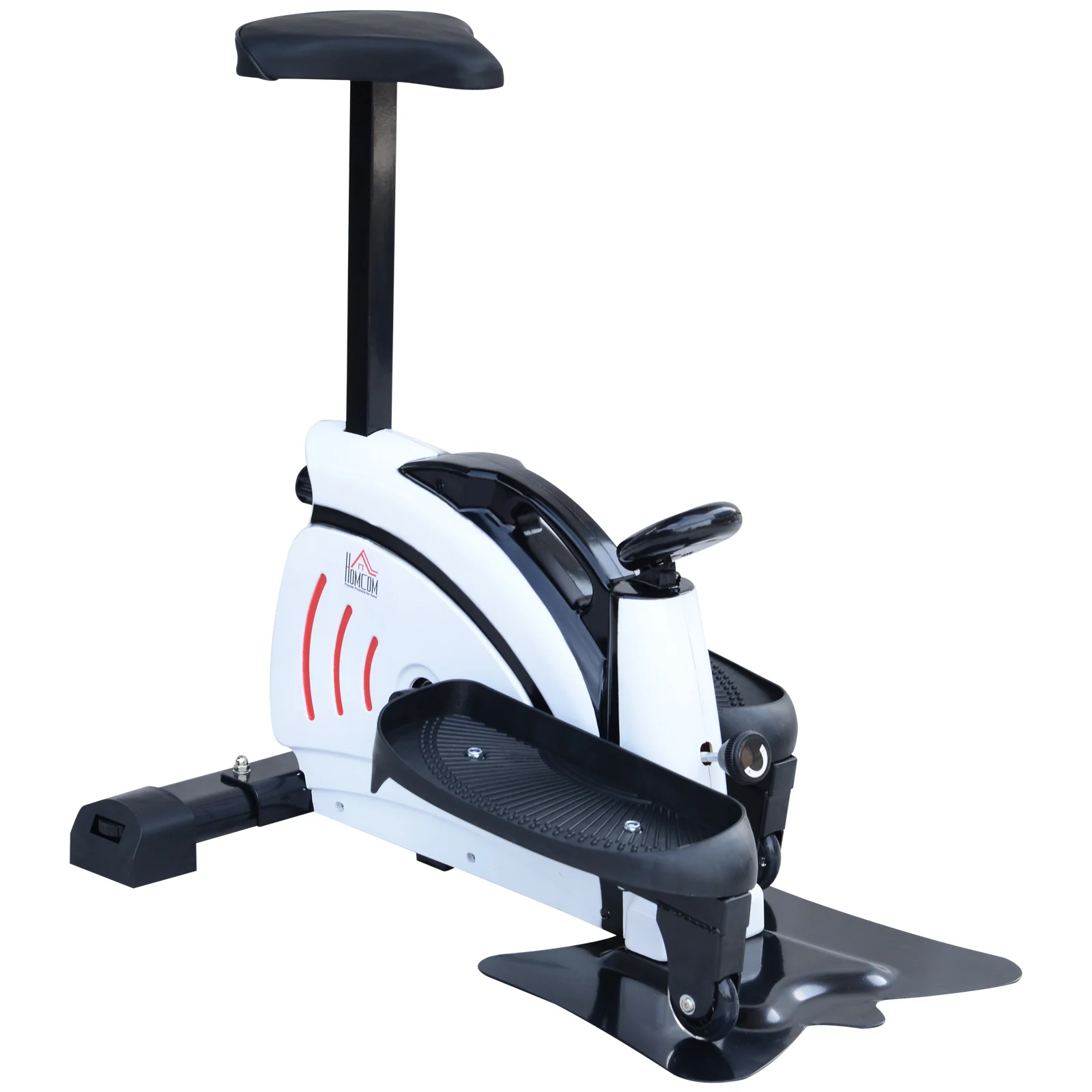 HOMCOM Maquina de Step Stepper Resistencia Ajustable Mini Bicicleta Eliptica Pantalla LCD con Asiento 74x49x77cm