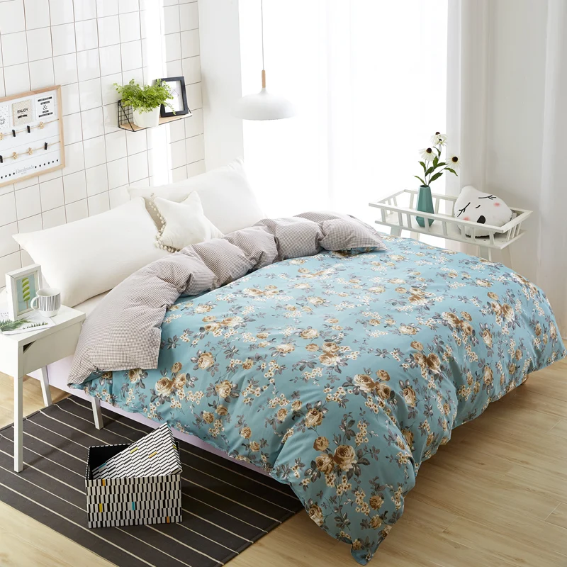 Novo design 2018 1 peça capa de edredom xadrez listrado cobertura de colcha cuidados com a pele roupas de cama de algodão 200x20 0cm/230x22 0cm/x cm tamanho mf