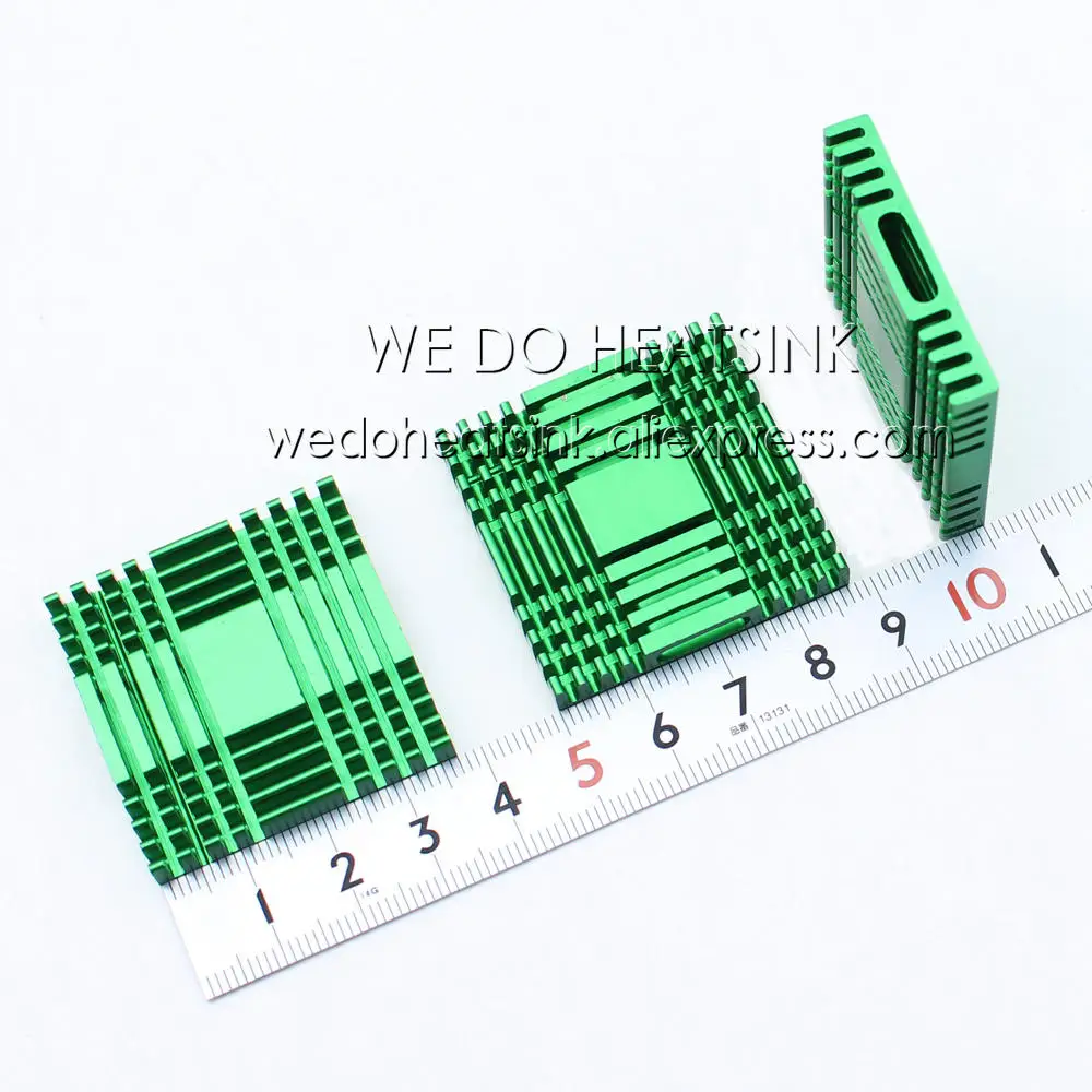 WE DO HEATSINK Square 10 Buah 38X38X6Mm Radiator Pendingin Penyerap Panas Aluminium Hijau 38X38X6Mm untuk Chipset Jembatan Selatan/Utara