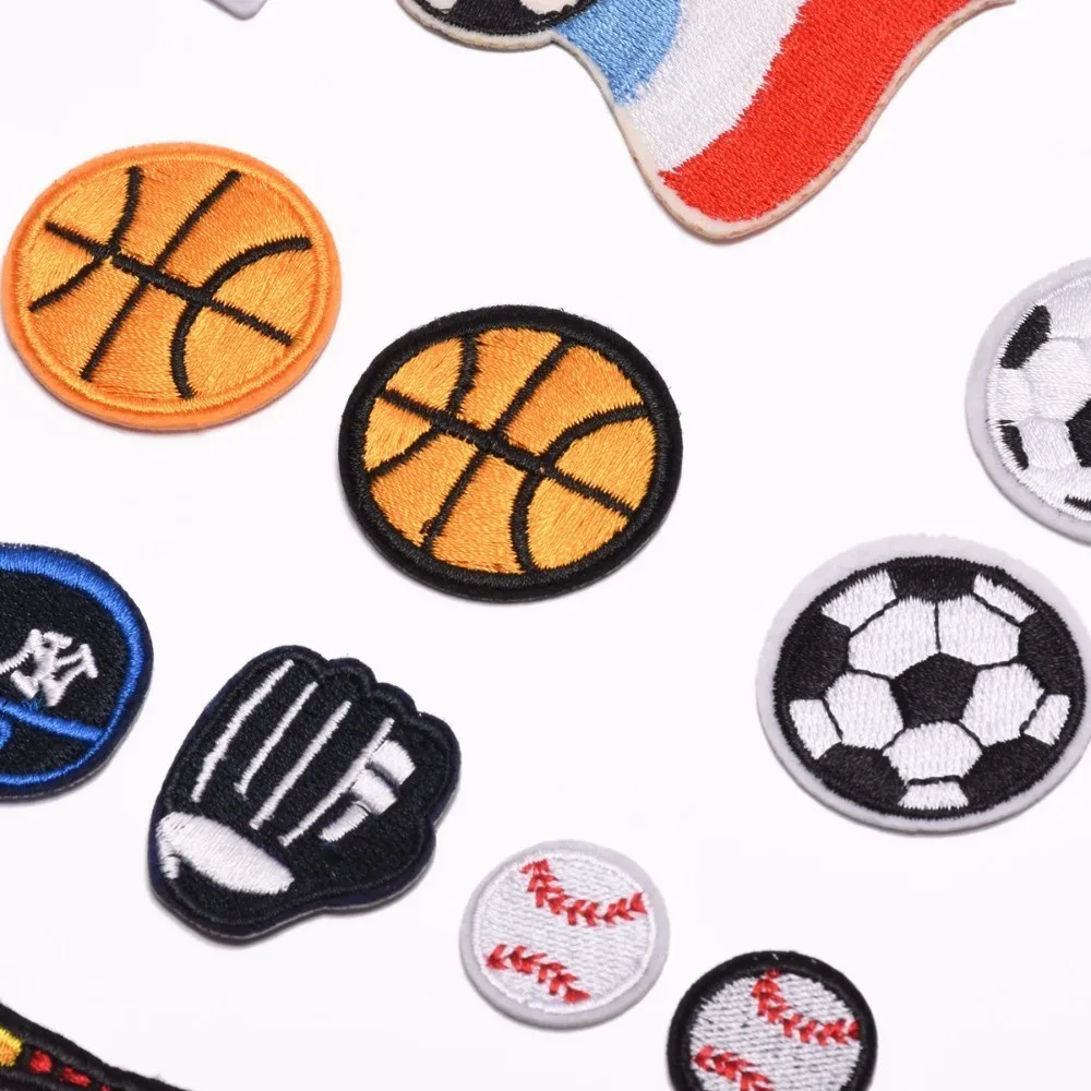 Mix Design Football Soccer Embroidered Patches Iron On Stickers Diy Sport Balls Appliques for Jeans Clothes Backpack Motif Badge