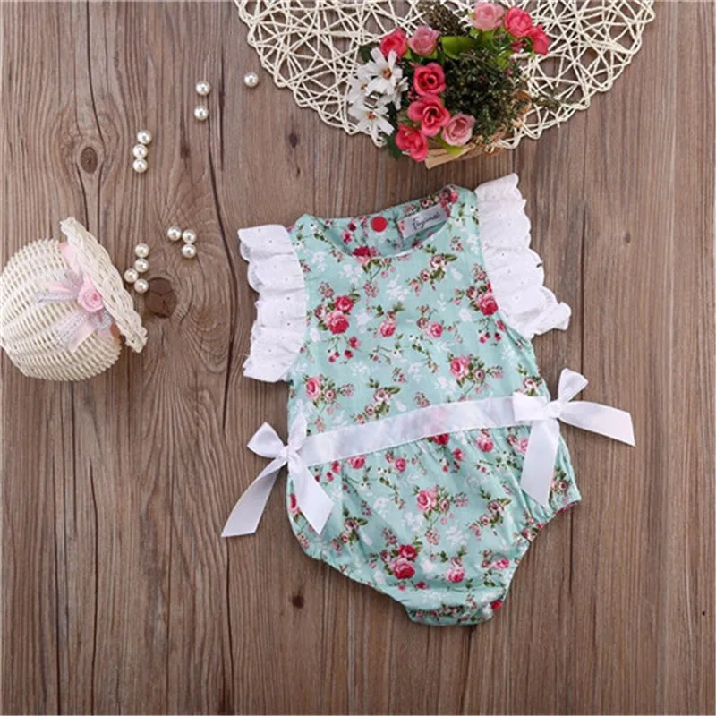 Summer Newborn Toddler Infant Baby Girl Jumpsuit Bodysuit Outfit Sunsuit Clothes Baby Girl Bodysuits Cotton O-neck 0-24M