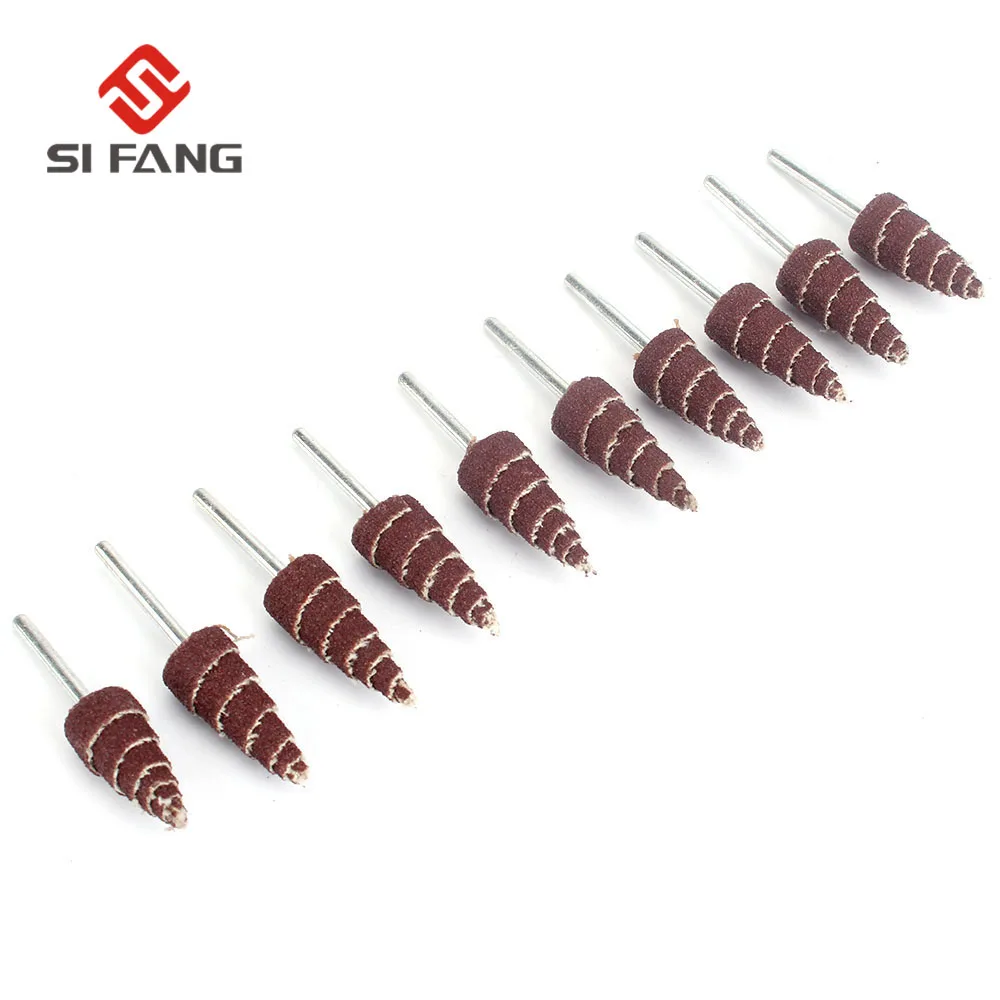 10/30/50Pcs Cone Shape Mounted Point Grinding Head Sandpaper Flap Sanding Wheel 320# With 1/8\