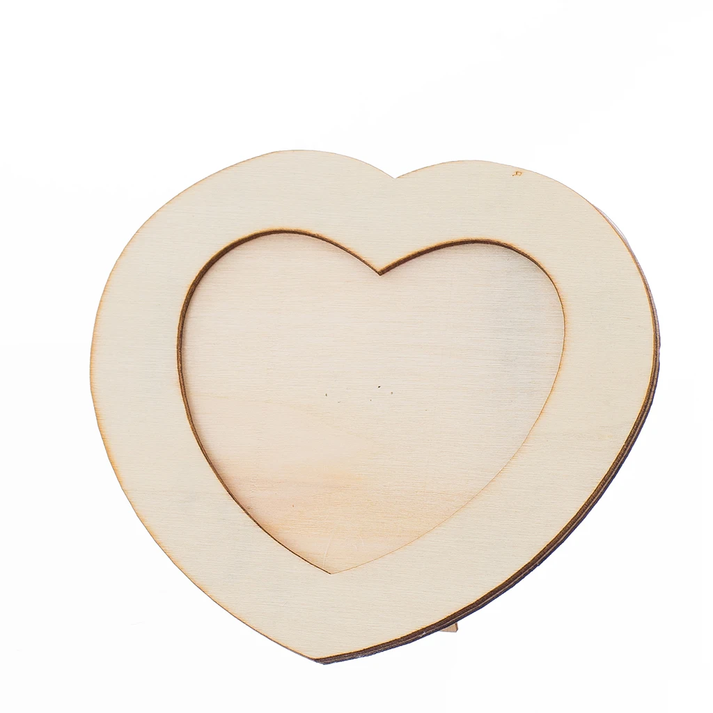 Wooden Heart Photo Frame Holder Decoration For Children Paint DIY Embellish