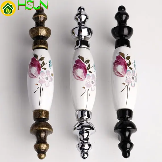 

3'' Antique Bronze/black/silver Tulip Flower Knobs Pulls Handles Ceramic Drawer Knob Handles Furniture Hardware Rustic Kitchen