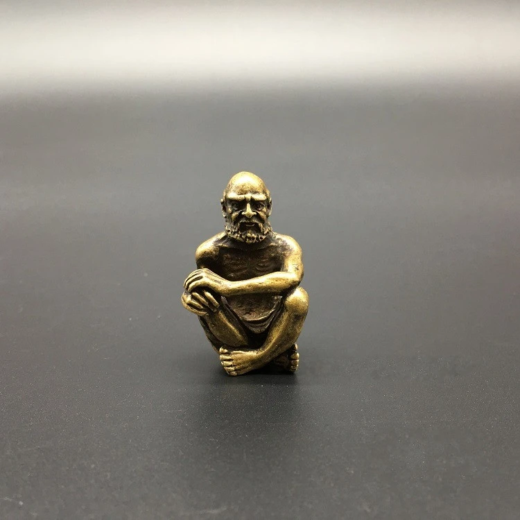 Collectable Chinese Brass Carved Patriarch Damour Bodhidharma Sitting Posture Exquisite Small Statues