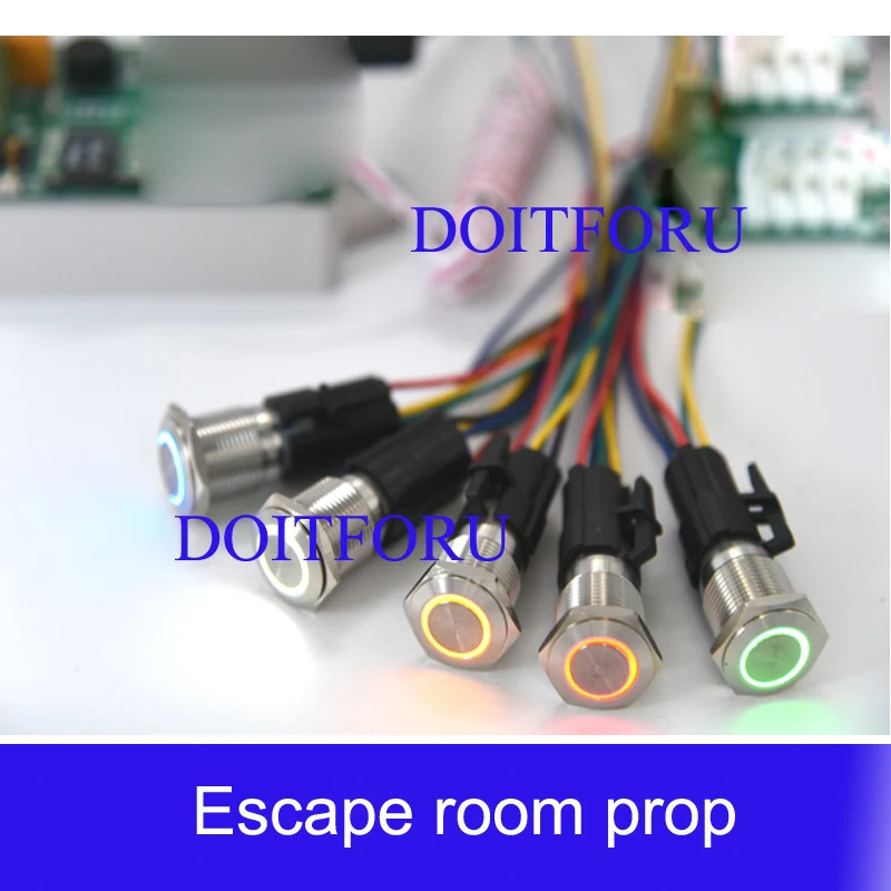 

Props for Takagism game real life escape room prop, four color buttons for escape secret chamber room four magic metal buttons