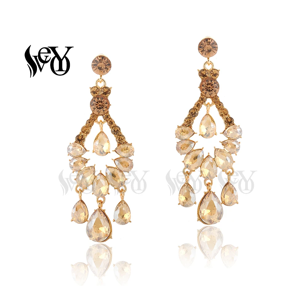 VEYO Luxury Crystal Drop Earrings for Women Elegant Hollowing out design Rhinestone Fashion Jewelry 2019 NEW Gift