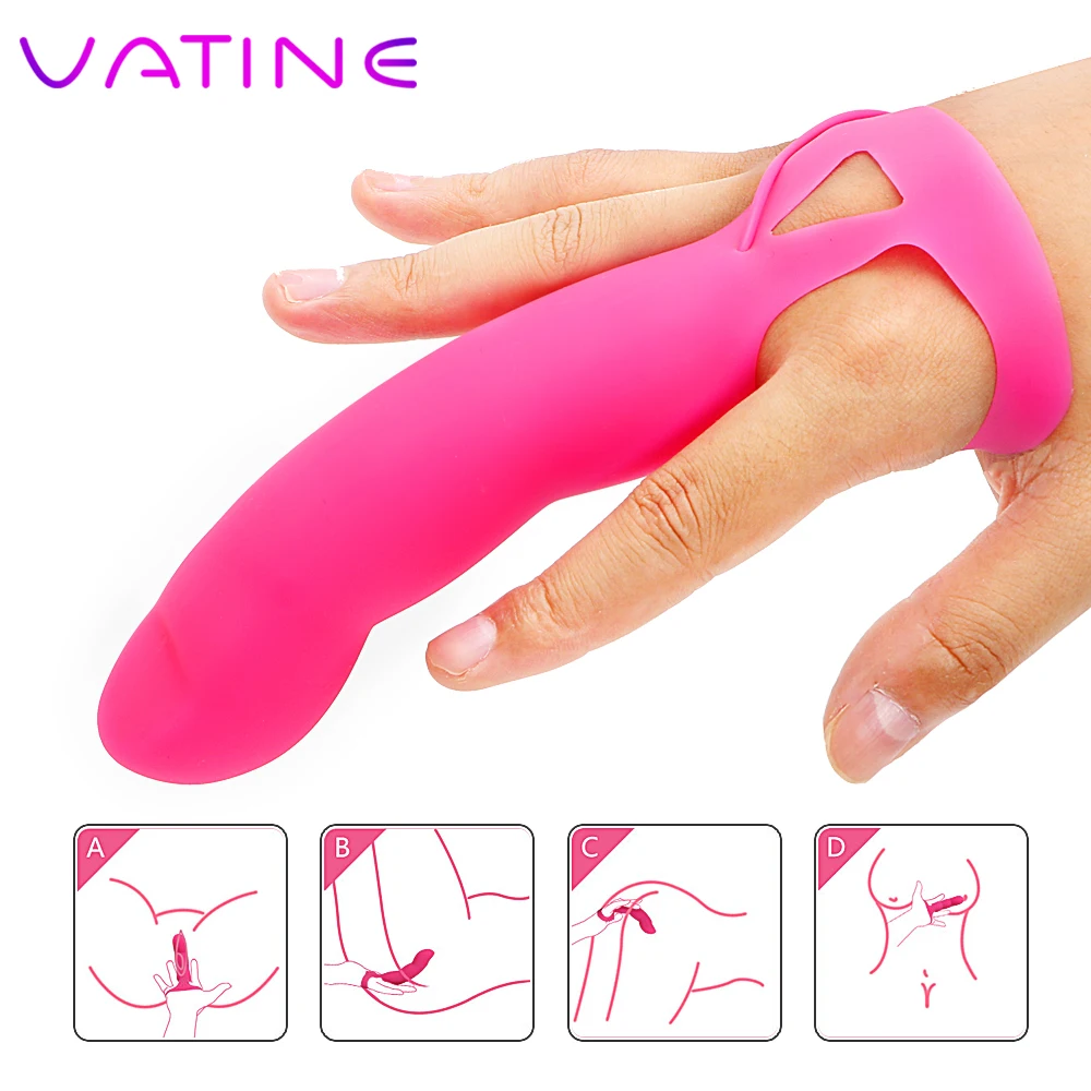 VATINE G-spot Strap On 7 Speeds Finger Vibrator Silicone Clitoris Stimulator Sex Toys for Women