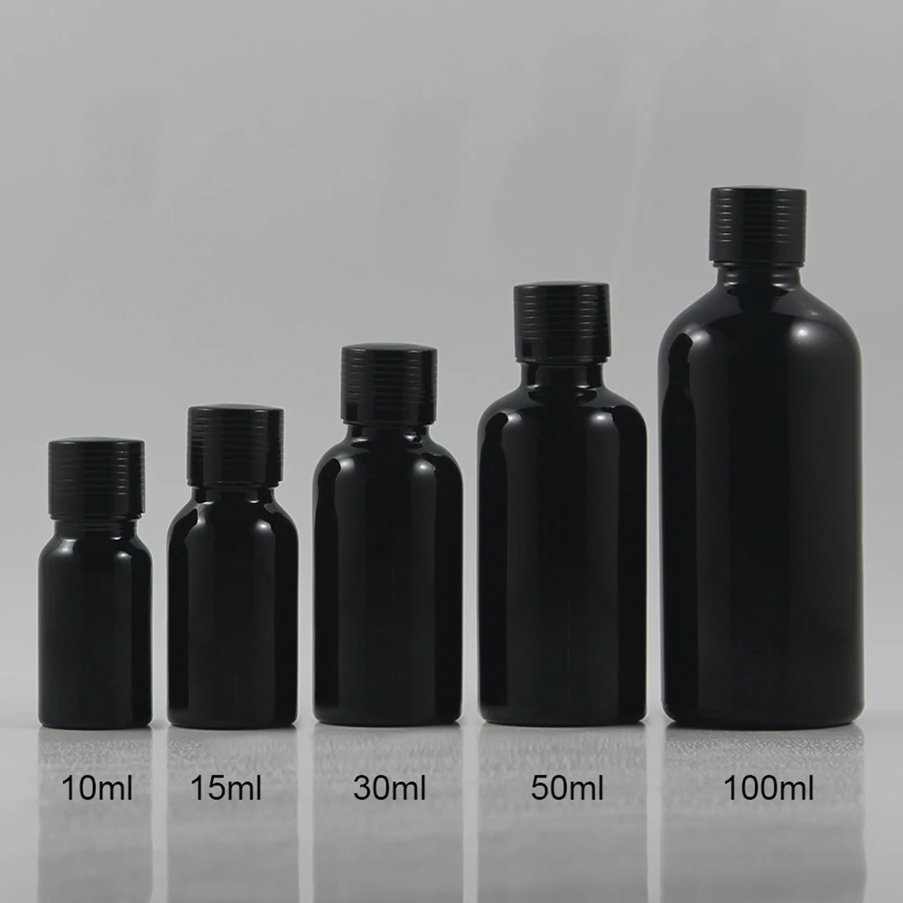 

100pcs/lot Mini Empty 15ml Glass Olive Essential Oil Sample Packaging Bottles, 0.5 OZ Black Cosmetic Dropper Bottle