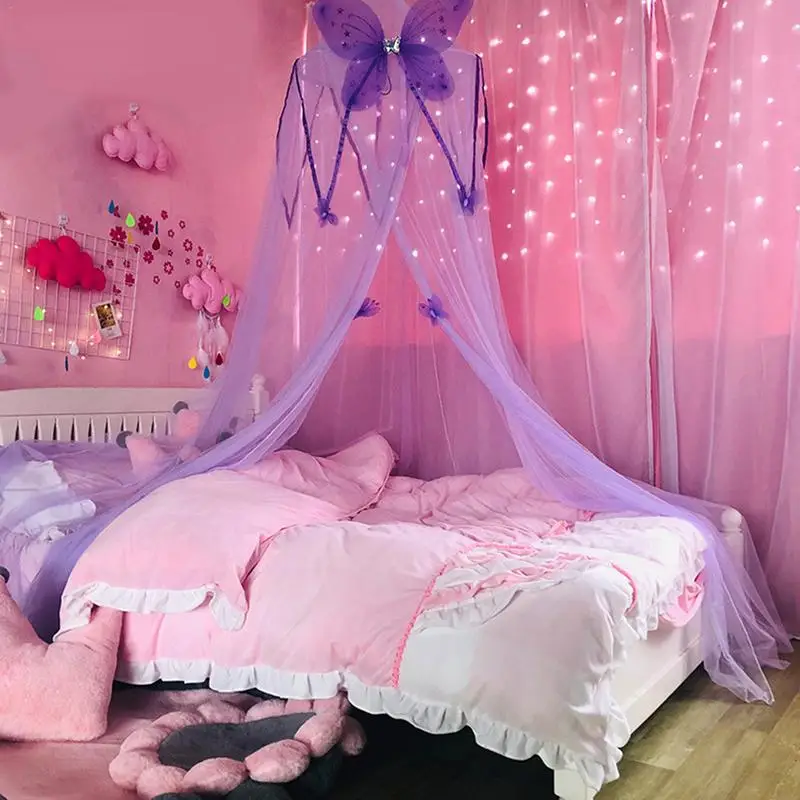 Mosquitera de cúpula para niños, hilo de cama rosa, princesa colgante europea, cortina decorativa para cama de viento, suministros para mosquitos para bebés de verano