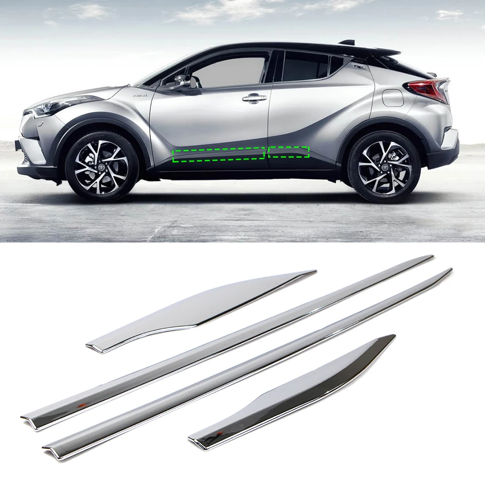 Korpus drzwi osłona paska bocznego samochodu do Toyota C-HR CHR 2017 2018 2019 2020 2021 chromowana stylizacja zewnętrzna wykończeniowa 4 szt