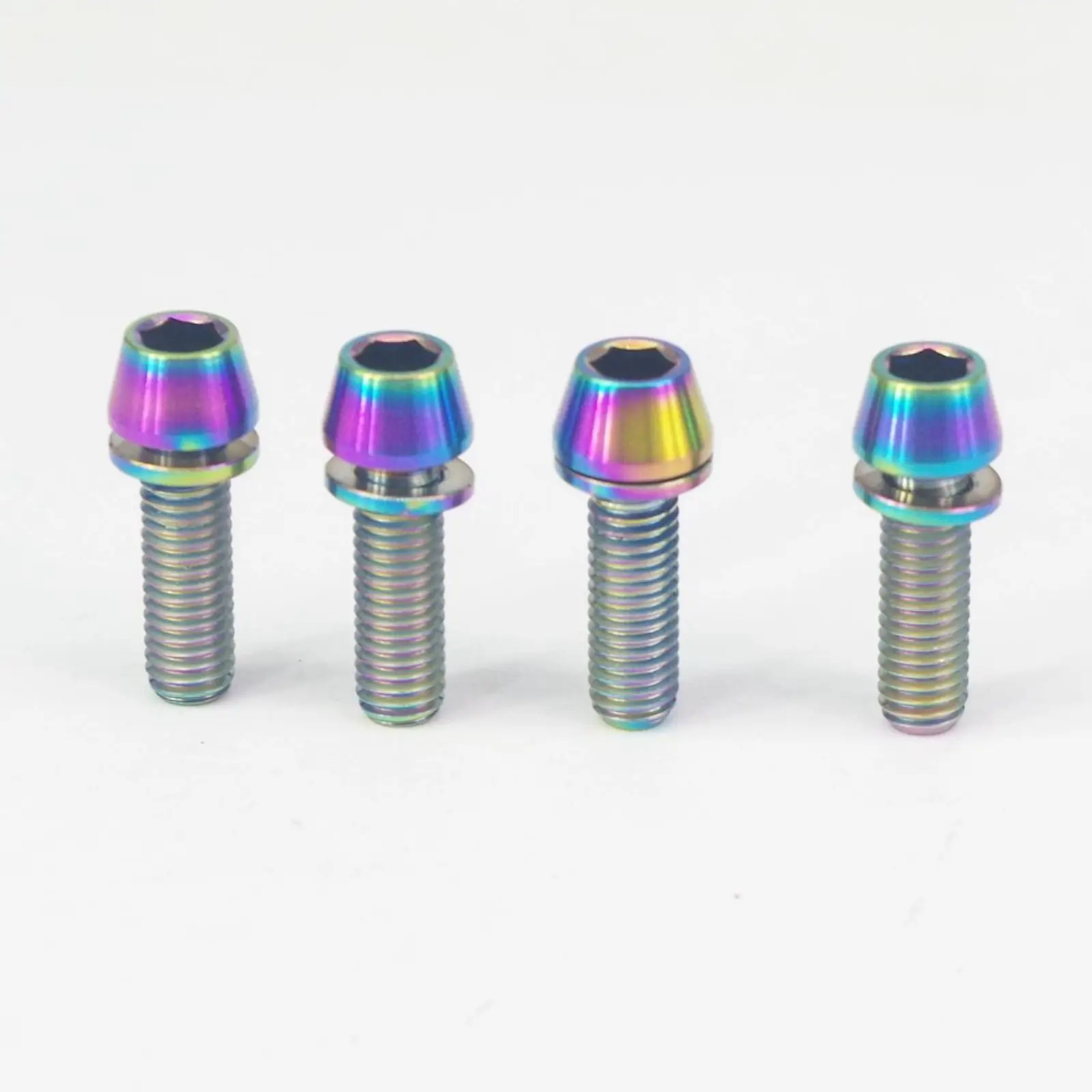 

LOT 4 M5 x 16mm Colorful TC4 GR5 Titanium Alloy Allen Hex Screw Taper Cone Head Bolts With Washer For Bicycle