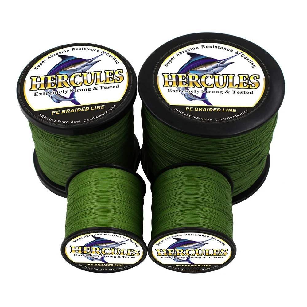 Hercules Braided Fishing Line Sea Saltwater Fishing 8 Strands Army Green 100M 300M 500M 1000M 1500M 2000M 100% PE Trenzado Pesca