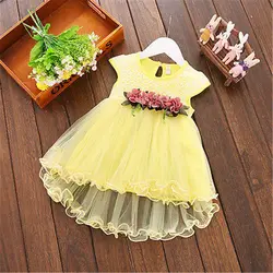 Emmababy Toddler Kids Baby Girls Floral Sleeveless Princess Wedding Dresses Fashion Cute Kids Girl Party Lace Tutu Dress