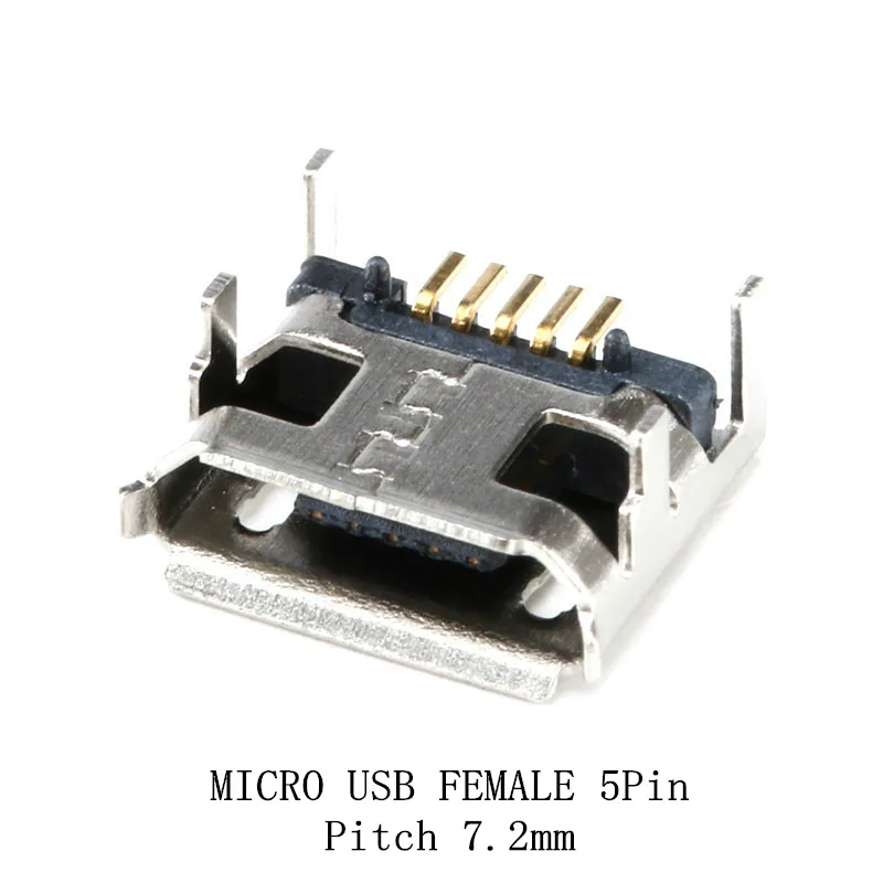 Conector hembra Micro USB tipo B de 5 pines, conector SMD de 4 Patas de 90 grados para mesa, teléfono móvil, accesorios de bricolaje, producto