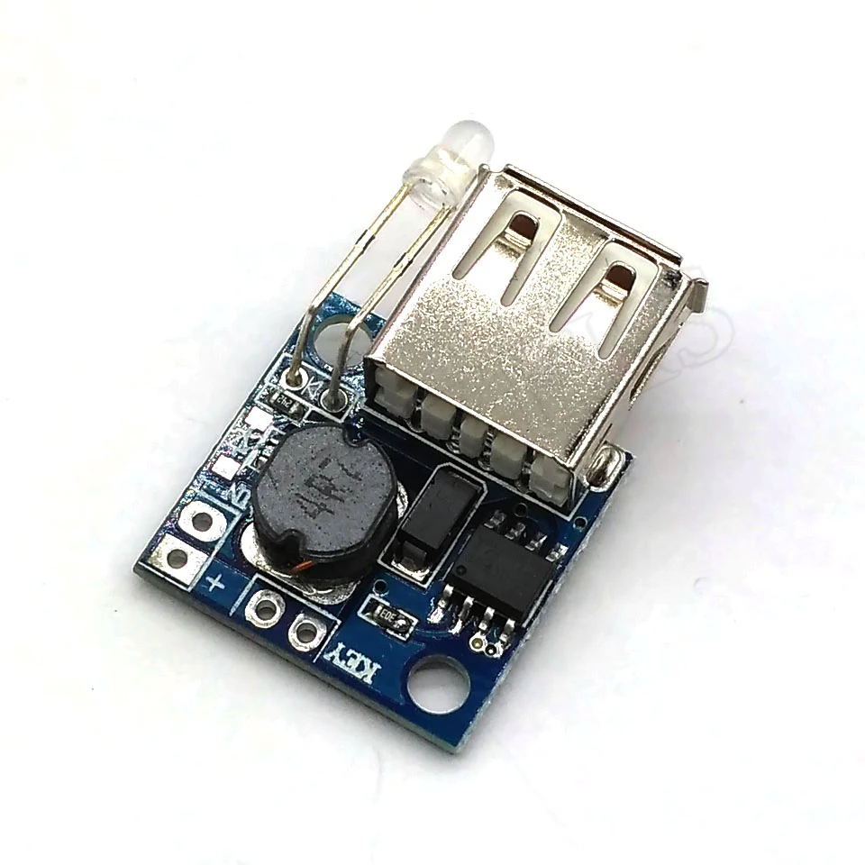 미니 DC-DC 2.6V-5.5V 3.3V3.7V ~ 5V 2A USB 출력 충전기 배터리 표시기가있는 비 절연 부스트 모듈
