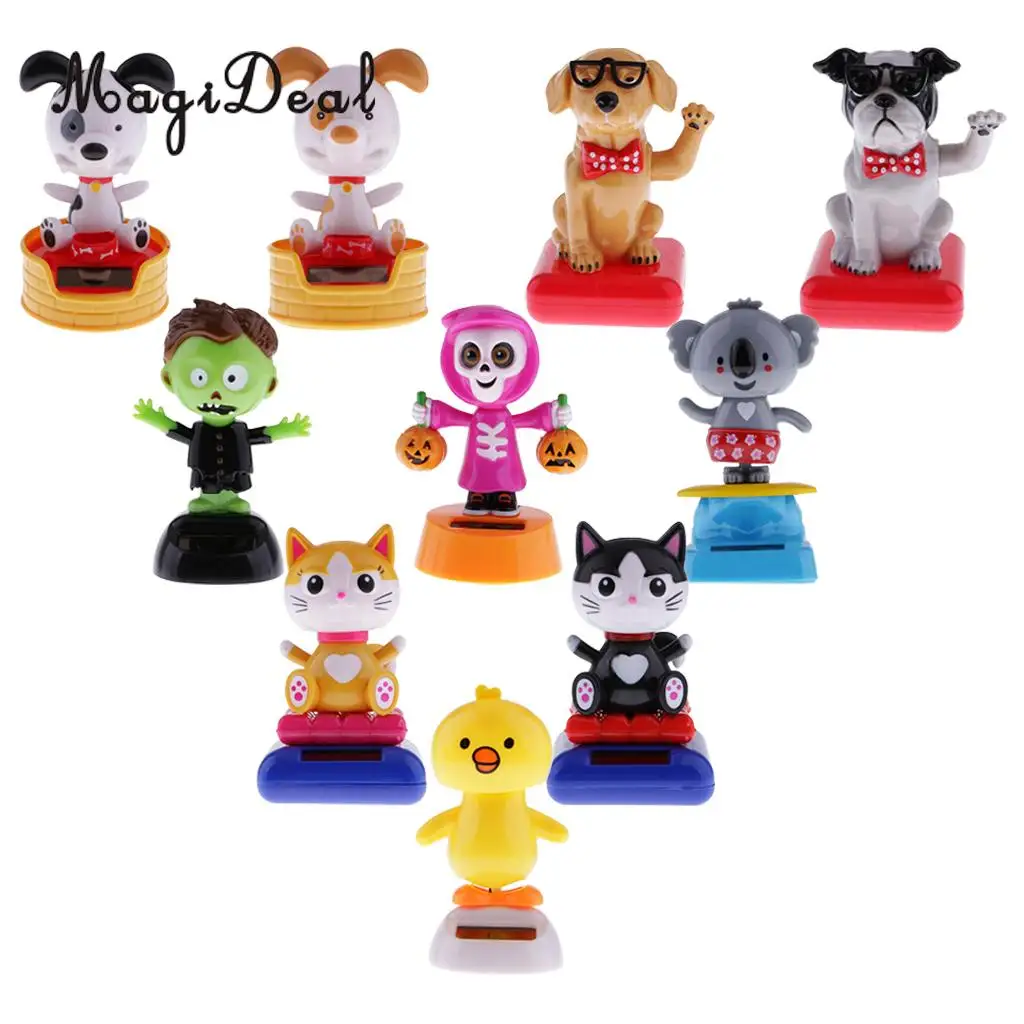 MagiDeal Solar Powered Dancing   Toy Car Ornament Bobble Head Dog Animal Toy for Home Office Desk Table Decor 10Kinds