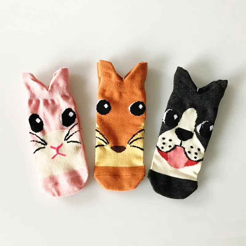 Cute Baby Socks Cotton 3D Children Socks Girls Boys Animal Dog Fox Bunny Colored Short Socks Kids Footwear Summer Brand Funny