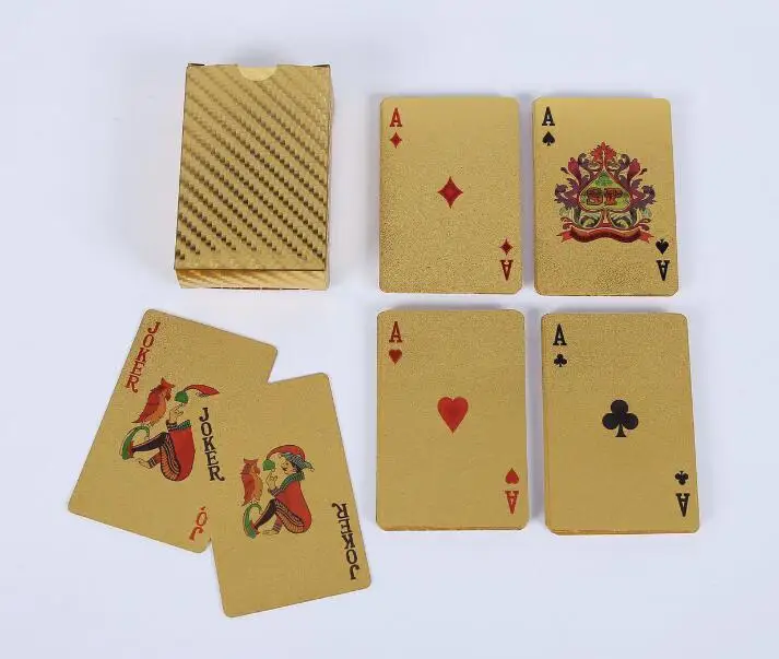 1pc Golden Playing Cards Deck gold foil poker set Magic card 24K Gold Plastic foil poker Durable Waterproof Cards magic