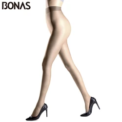 BONAS 3pcs/lot 15D Black Pantyhose Women T Crotch Sexy Nylon Solid Skin Fashion Slim Tights Summer Spandex Lolita Black Tights