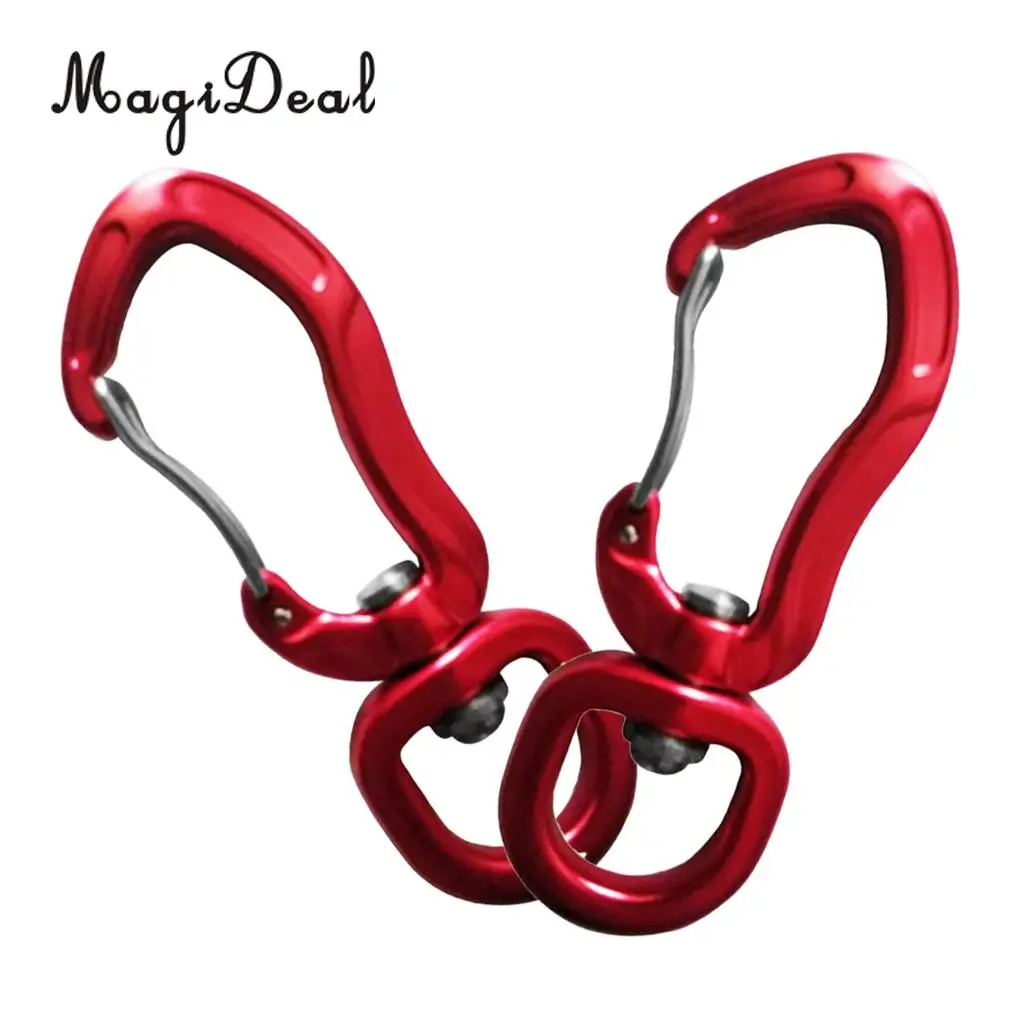 Outdoor 1 Pair Rock Tree Climbing Swivel Carabiner Hanging Connect Hook Camping 71/76mm round eye for Camping Caving Climbing