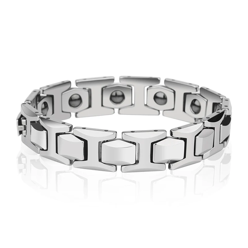 10.5mm Width High Polished Tungsten Carbide Bracelet with Magnet Stones & Germanium for Men Jewelry, Engraving