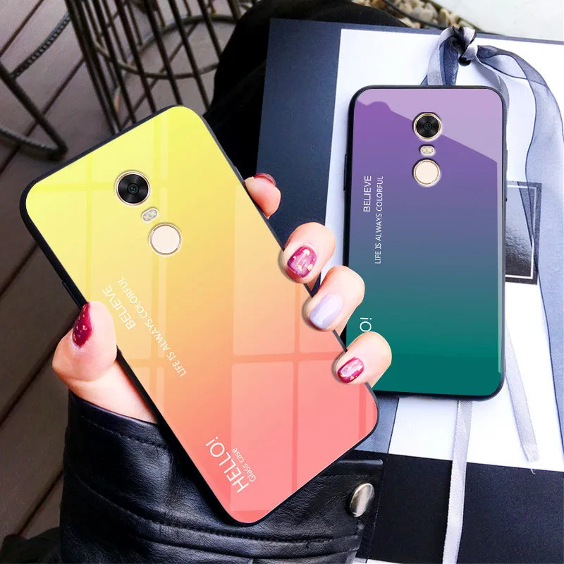 

Redmi 5 Plus MEG7 Case Gradient Aurora Tempered Glass Back Cover For Xiaomi Redmi5 Redmi 5Plus MEI7 Shockproof Shell Protector